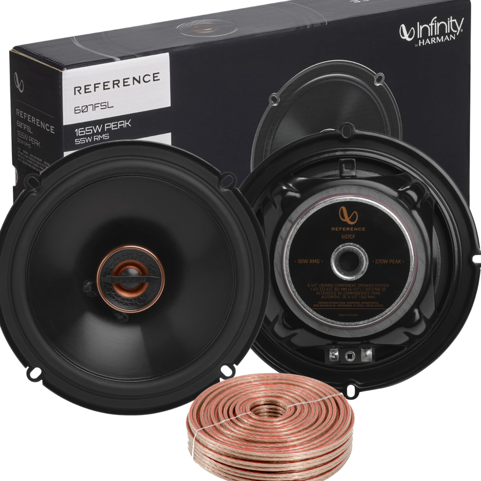 Infinity REF607FSL 6.5″ Coaxial Speakers 165W, 320WATTS Pair + 100 speaker wire