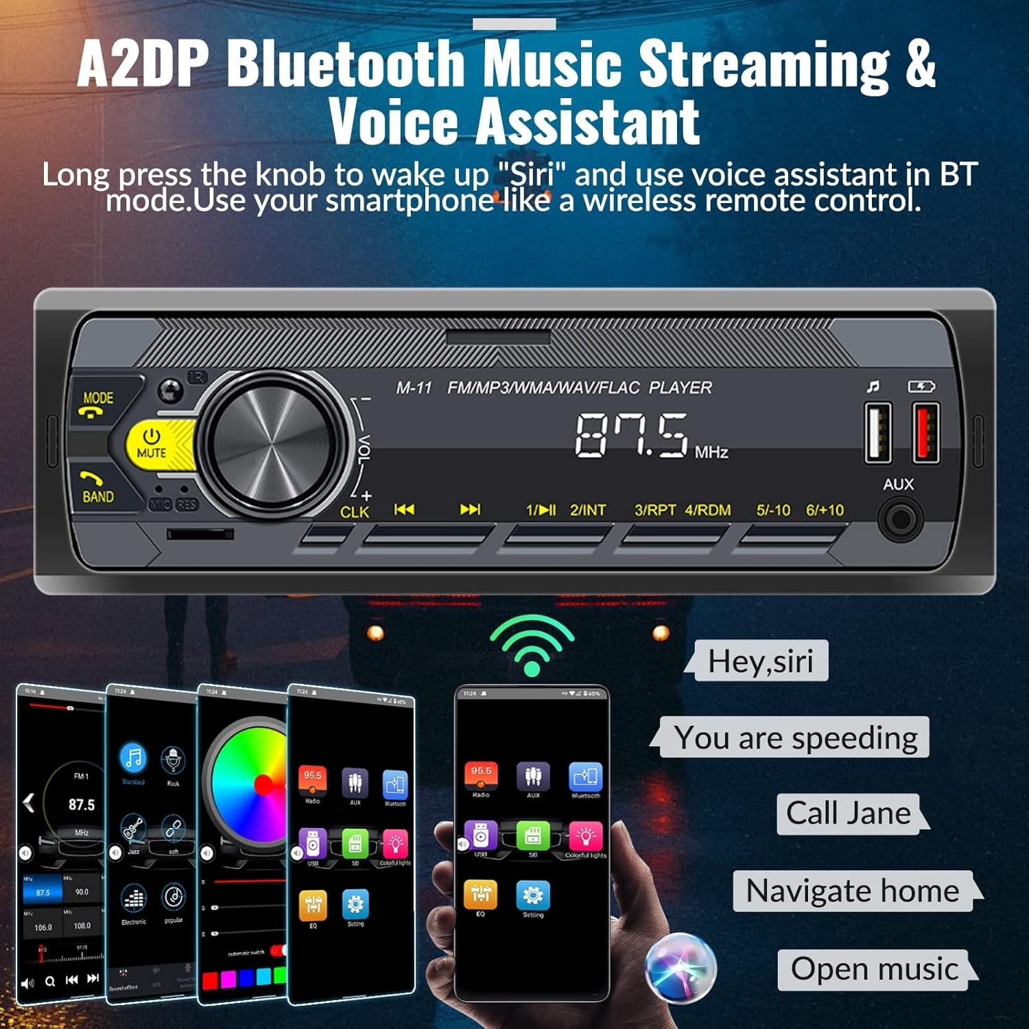 Car Stereo with Bluetooth Single Din Car Radio, Marine Radio Boat Stereo for …