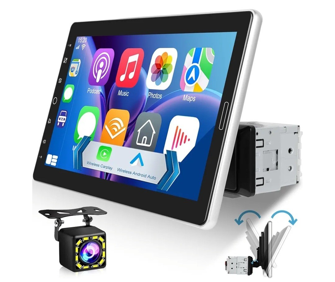 10.1 Inch HD Car Radio with Wired Carplay and Android Auto – Single Din…