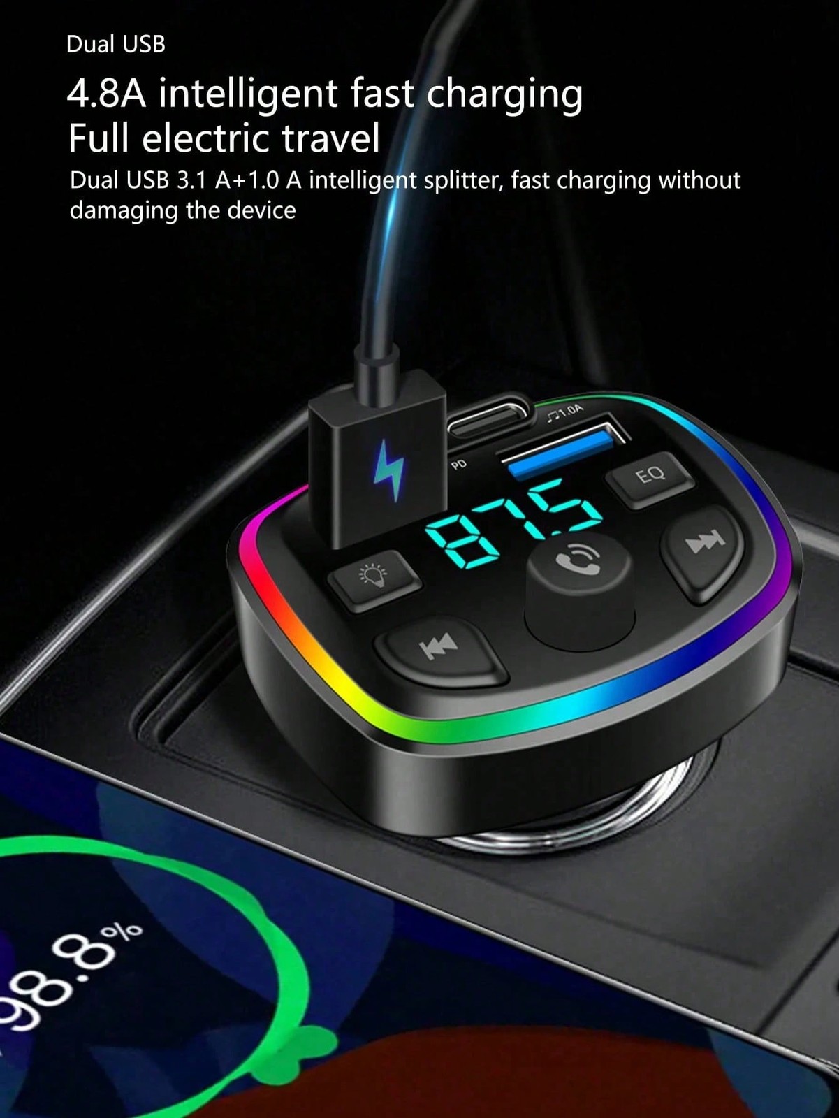 Bluetooth 5.0 FM Transmitter Car MP3 Player QC3.0 Dual USB Fast Charging Audio