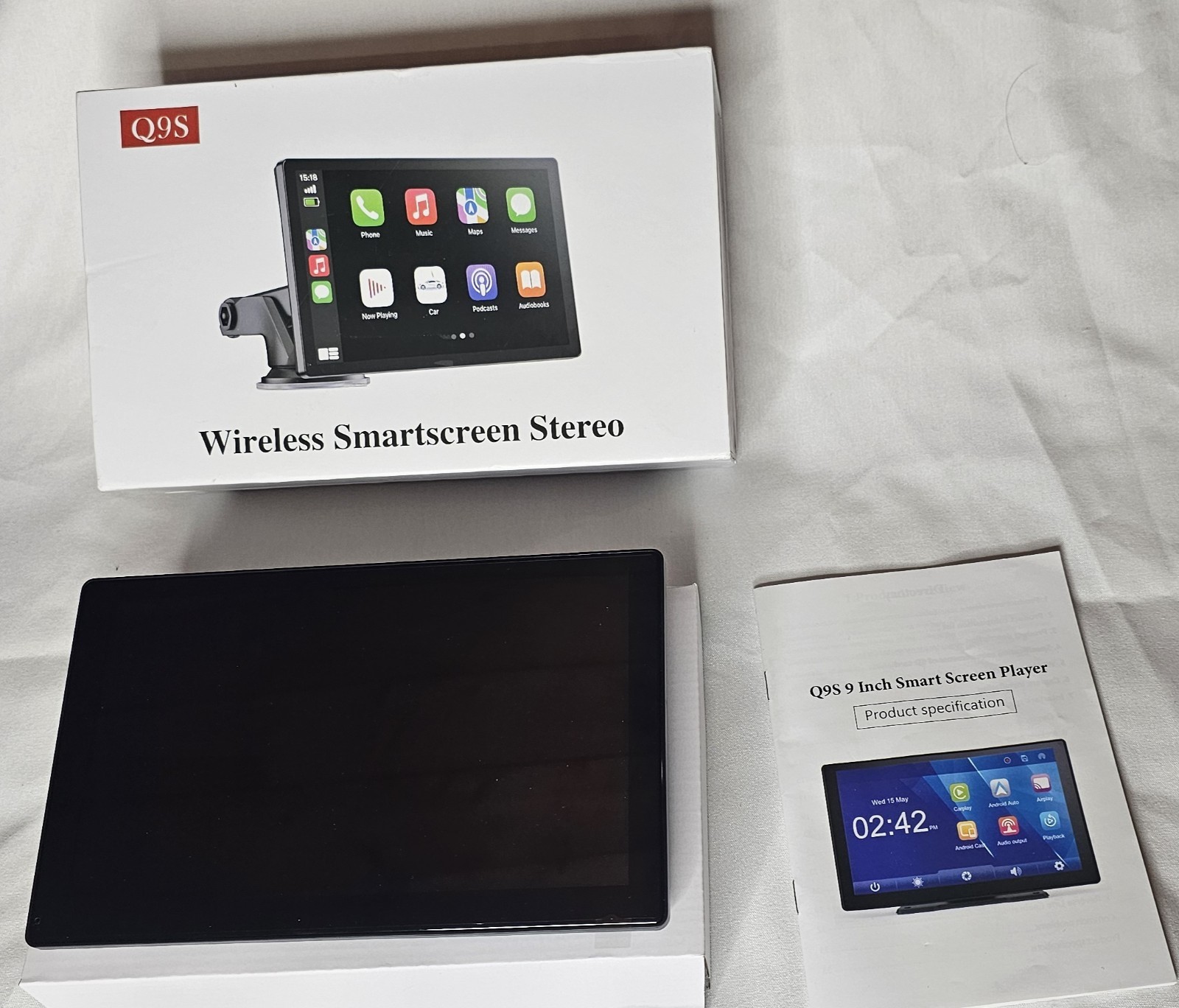 Open Box Hauxiy Q9S 9″ Wireless Smart Screen Touchscreen Car Stereo CarPlay