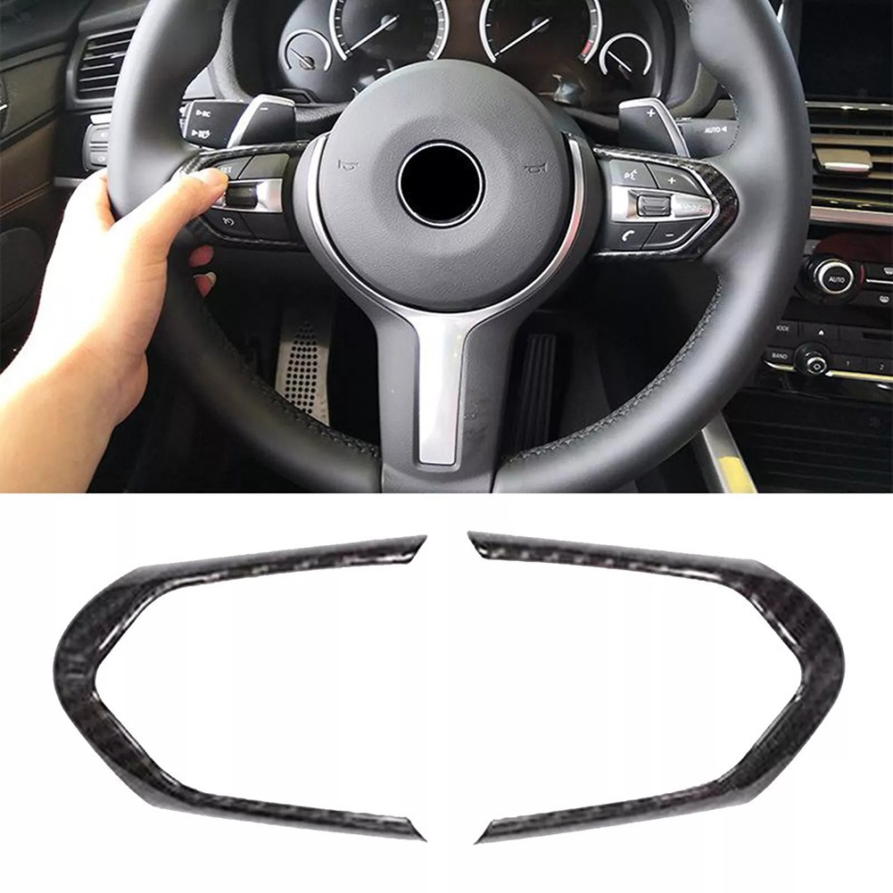 Car Carbon Fiber Steering Wheel Button Switch Trim Covers For BMW for M3 F80 F82