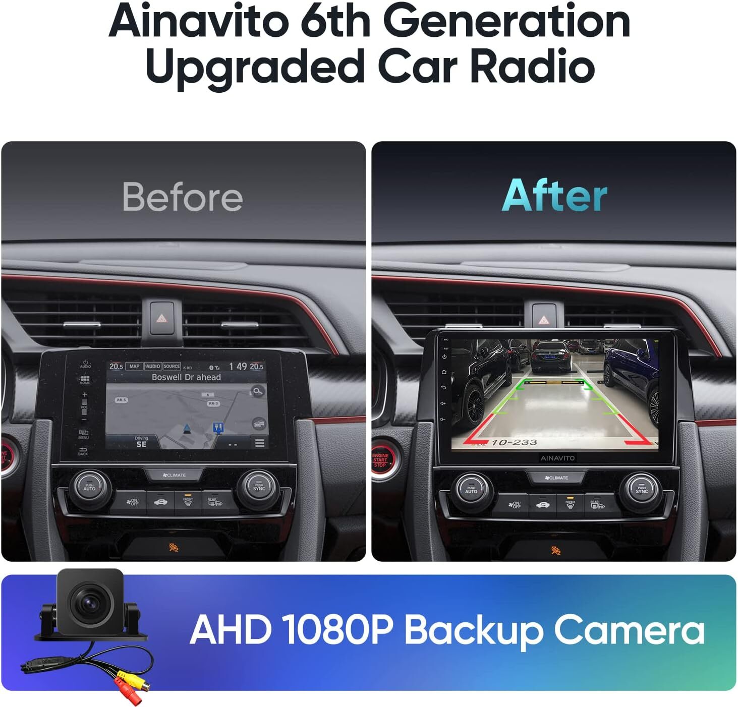 AINAVITO 9″ 5G WiFi 8 Core 48EQ Android 12 Stereo Radio for Honda Civic *4963A5A