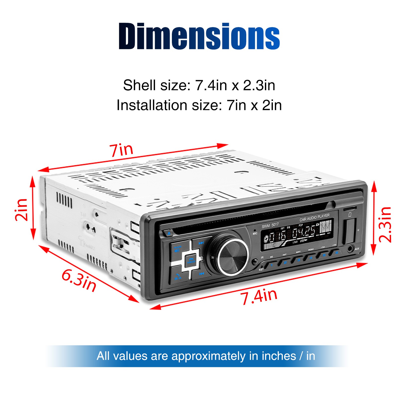 ESSGOO DVD CD Car Stereo Radio MP3 Player Bluetooth FM USB Head Unit AUX In-dash