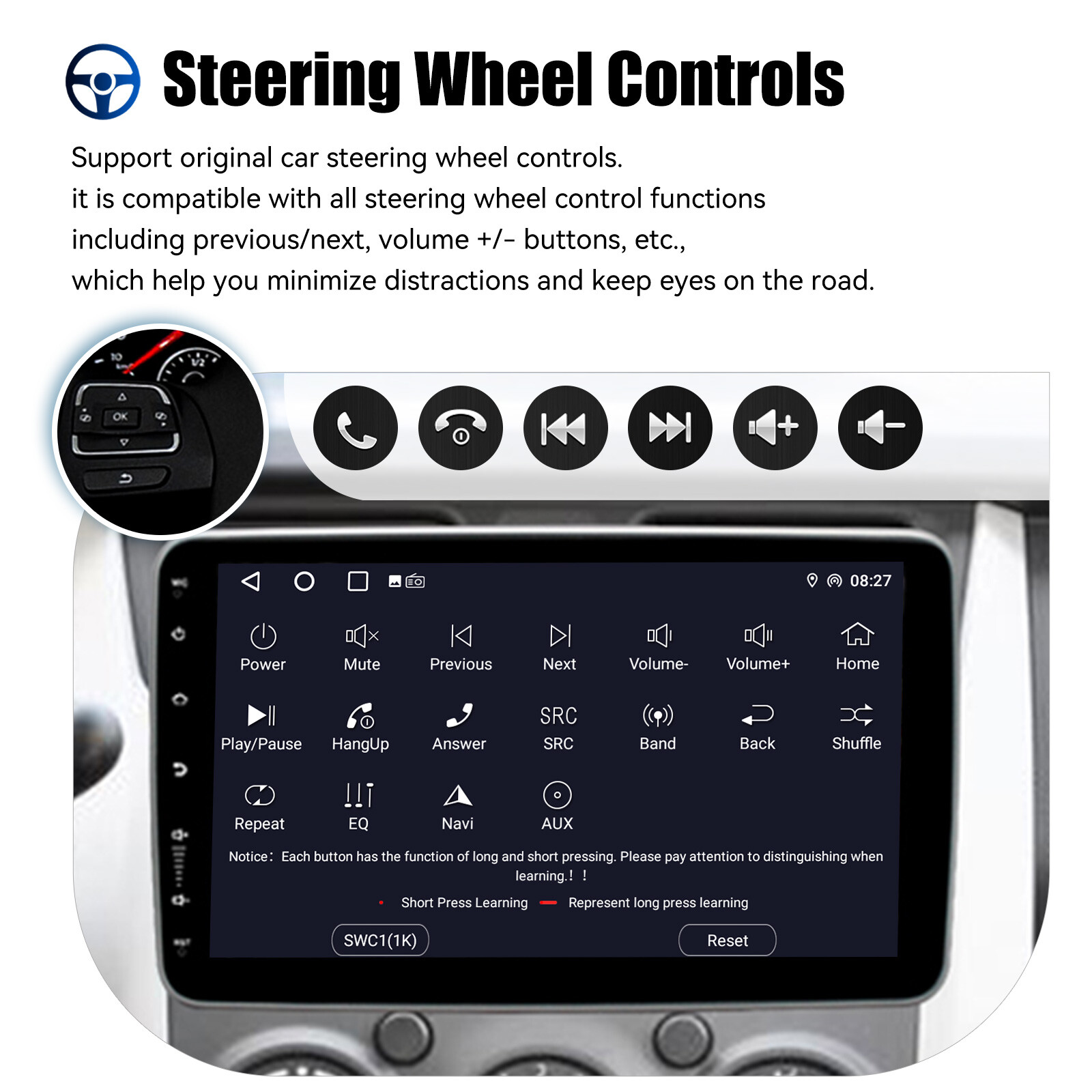 Android 13 Single DIN Rotatable 10” Touch Screen Car Stereo Radio GPS Nav 2+16G