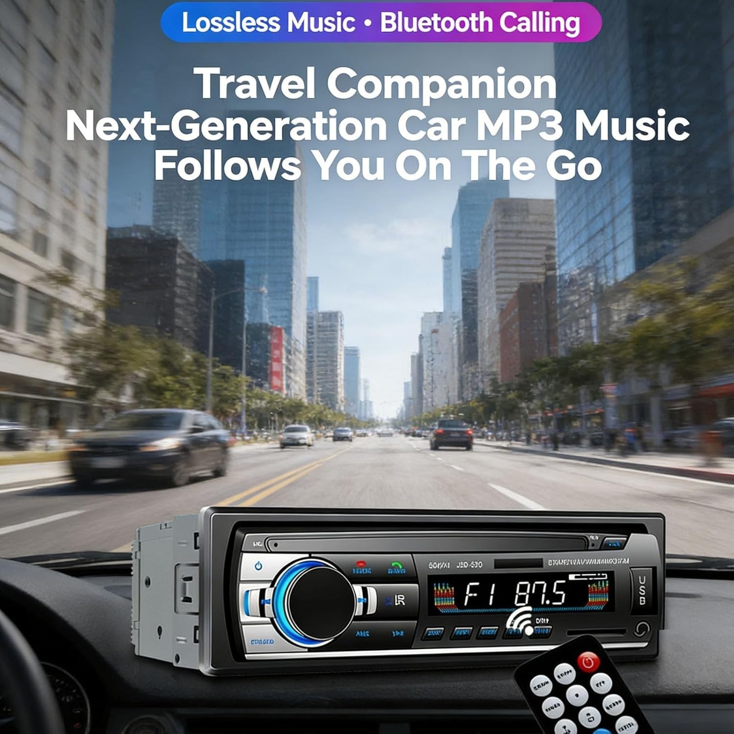 Single DIN Car Stereo Bluetooth 5.0 FM Radio USB AUX TF MP3 Player