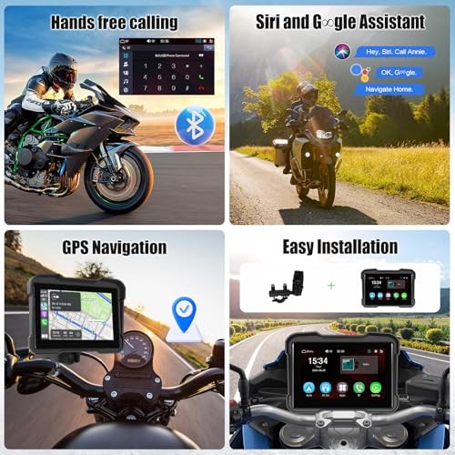 Motorcycle GPS Navigation System with Wireless Carplay Android Auto 5″ 5 inch