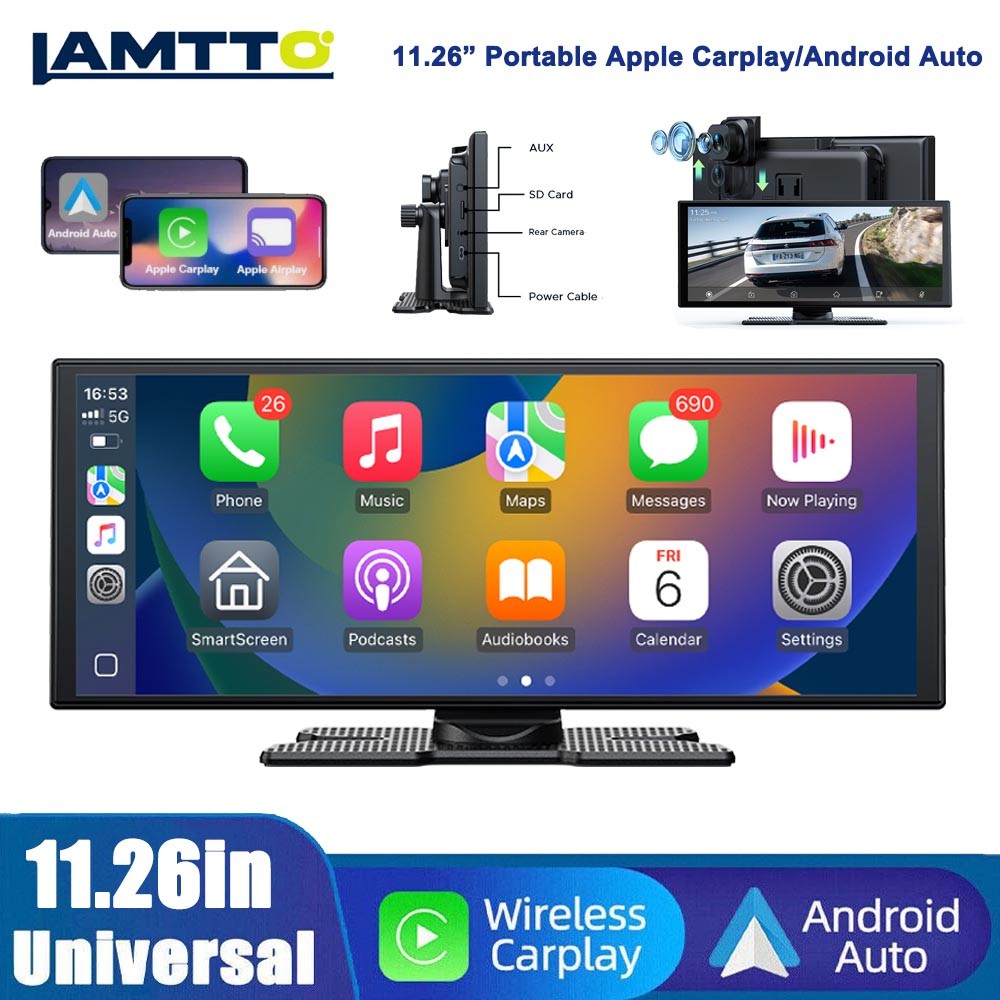 2.5K Dash Cam 11.26″ Car Stereo For Apple Carplay&Android Auto AirPlay GPS +Cam