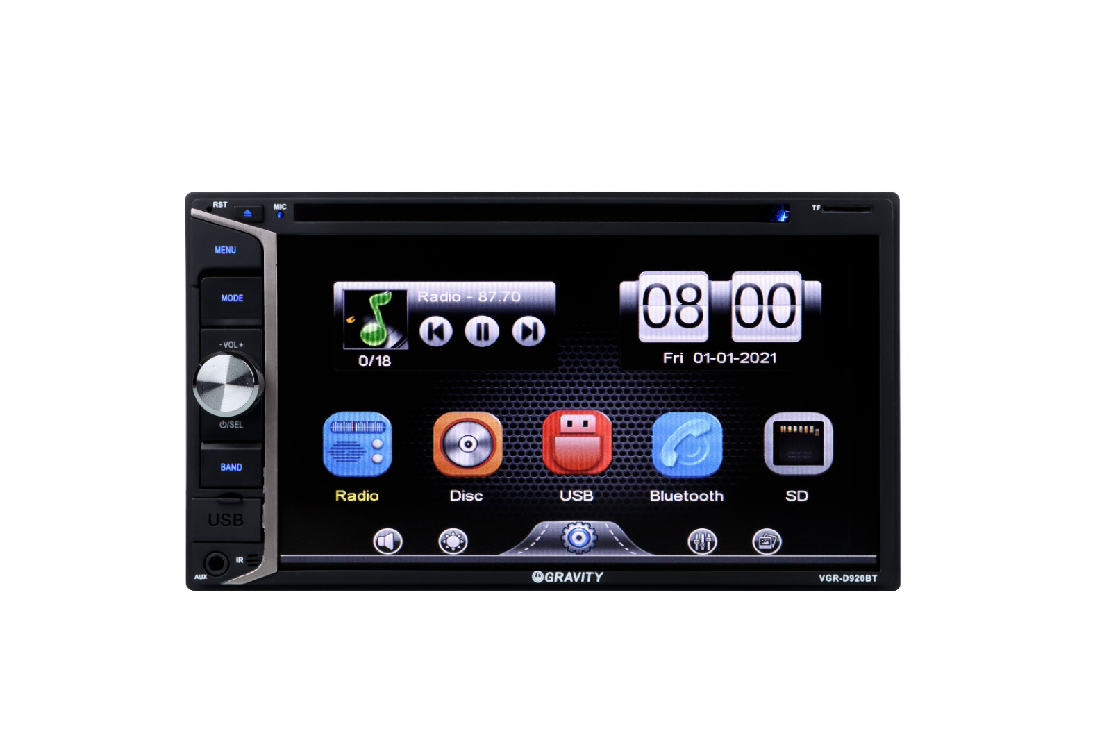 Gravity 6.2″ Car Stereo CD DVD 2Din Receiver with Bluetooth/DVD/CD/MP3/FM/USB/SD