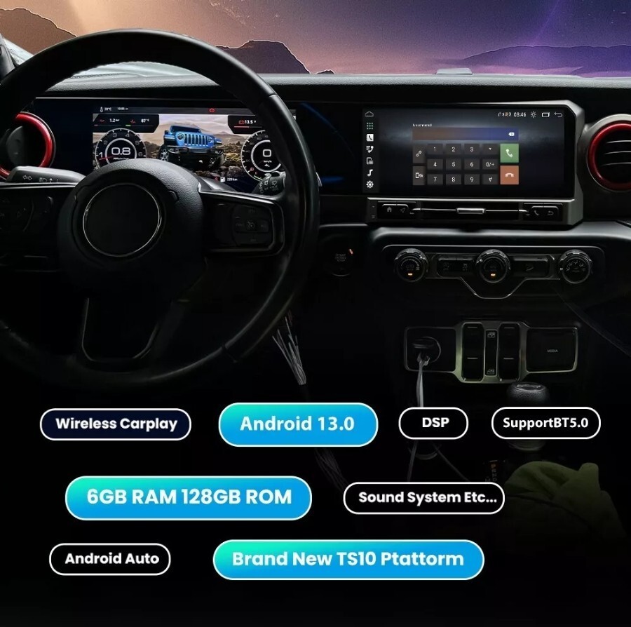 Dual Screen Car Radio for Jeep Wrangler JL Gladiator 2018-2022 Stereo Upgrade