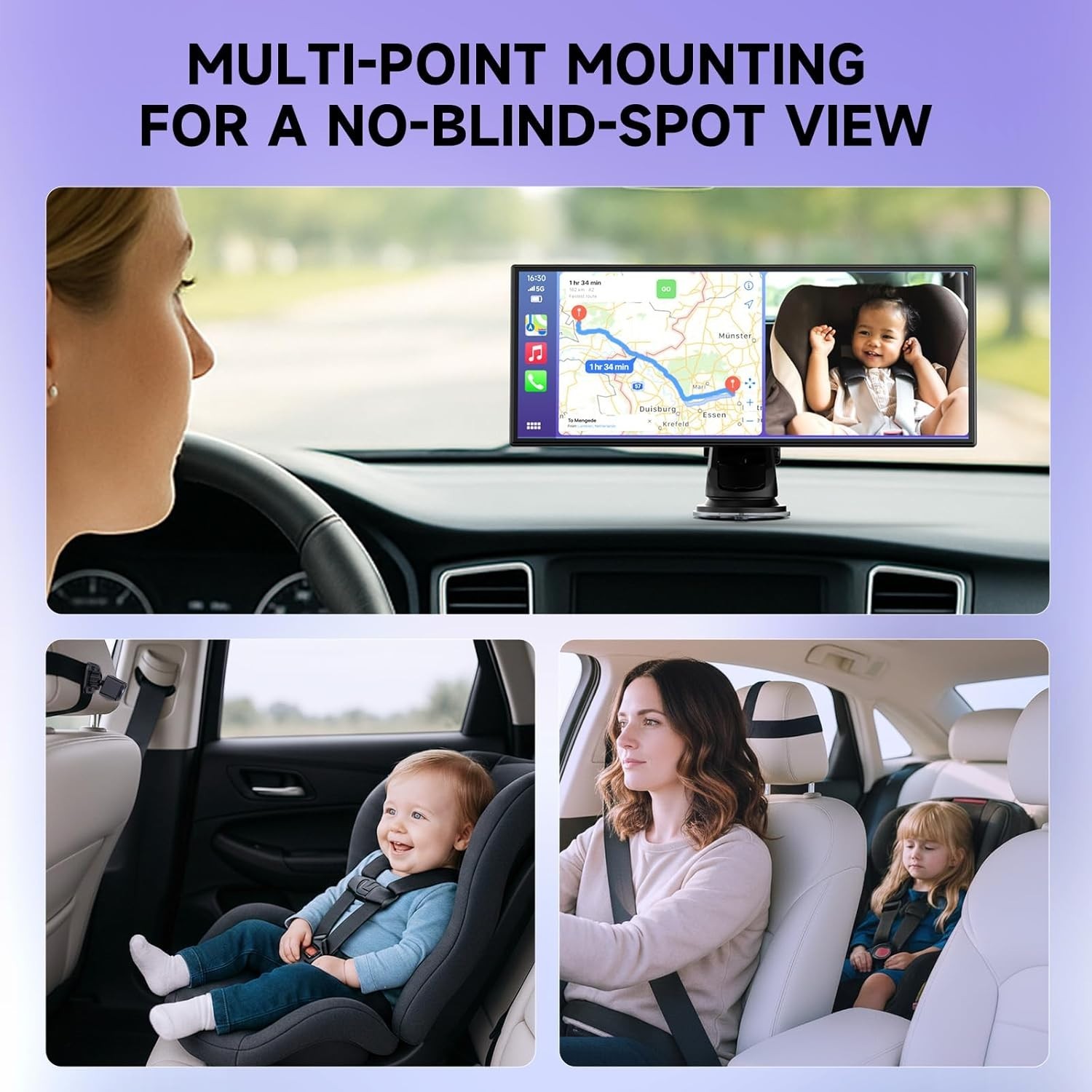 10.25″ Car Play Screen Carplay Android Auto Baby Monitor GPS Bluetooth FM Mirror