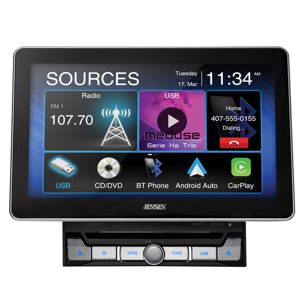 Jensen CAR8000 10″ DVD Receiver Apple Carplay Android Auto Front Rear USB
