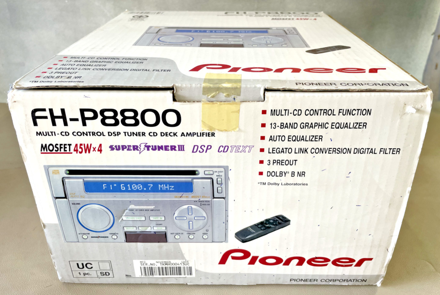 Old Schoo Pioneer FH-P8800 Motorized Face, Double-Size CD/Cassette Receiver, NOS