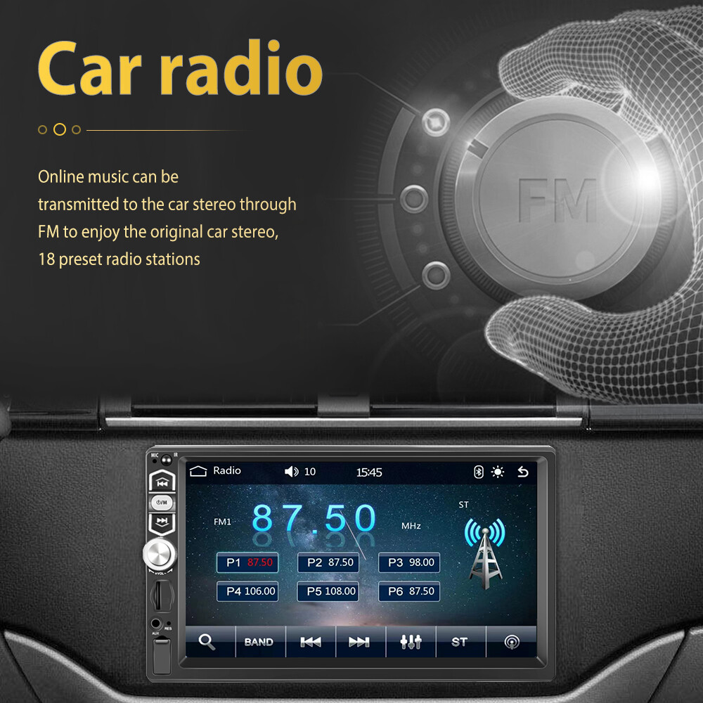 7″ 1Din Car Stereo Wired Carplay Android Auto USB TF Bluetooth Mirror Link Radio
