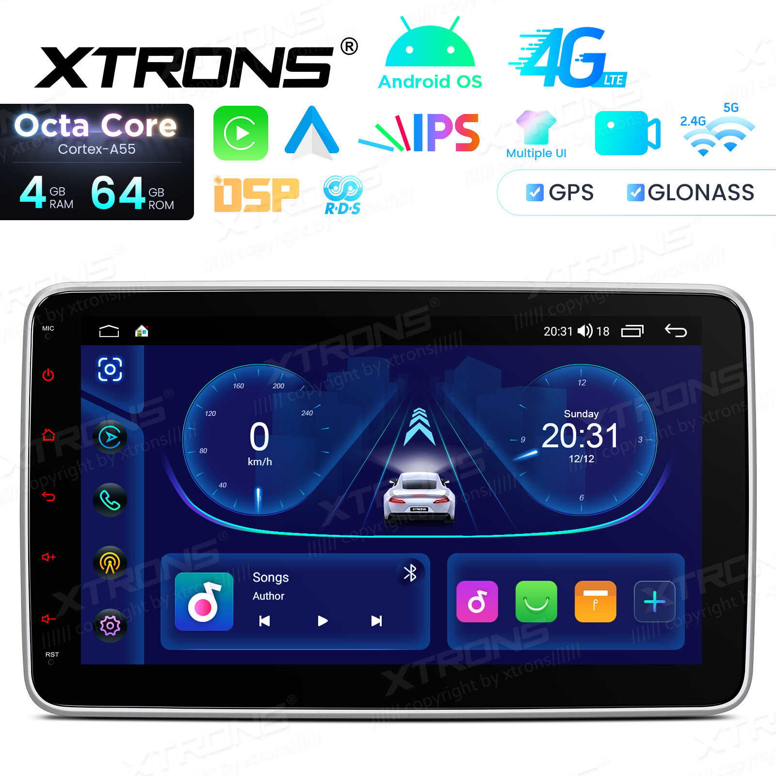 10.1″ Android 12 8-Core 4+64GB Car Stereo GPS DVD Radio Navi 4G LTE WiFi DSP IPS
