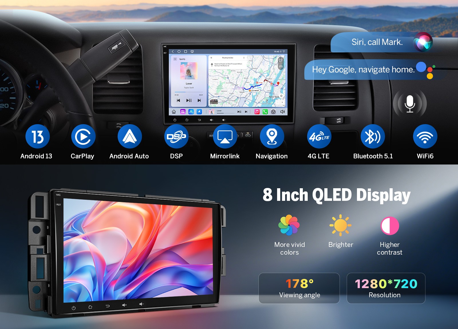 Eonon GMX6S2 for Chevy Silverado 3500HD 8″Android 13 Car Radio CarPlay Bluetooth