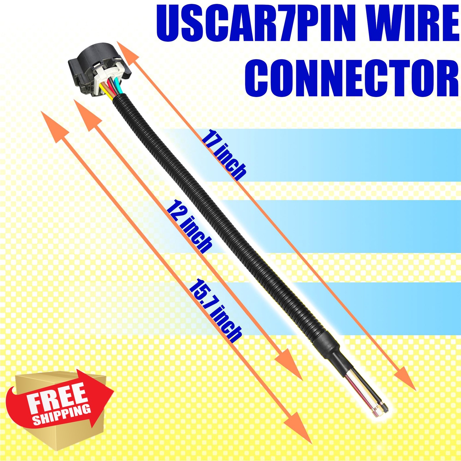 URANT USCAR 7 Pin Trailer Plug Truck Side 0.5m Cable