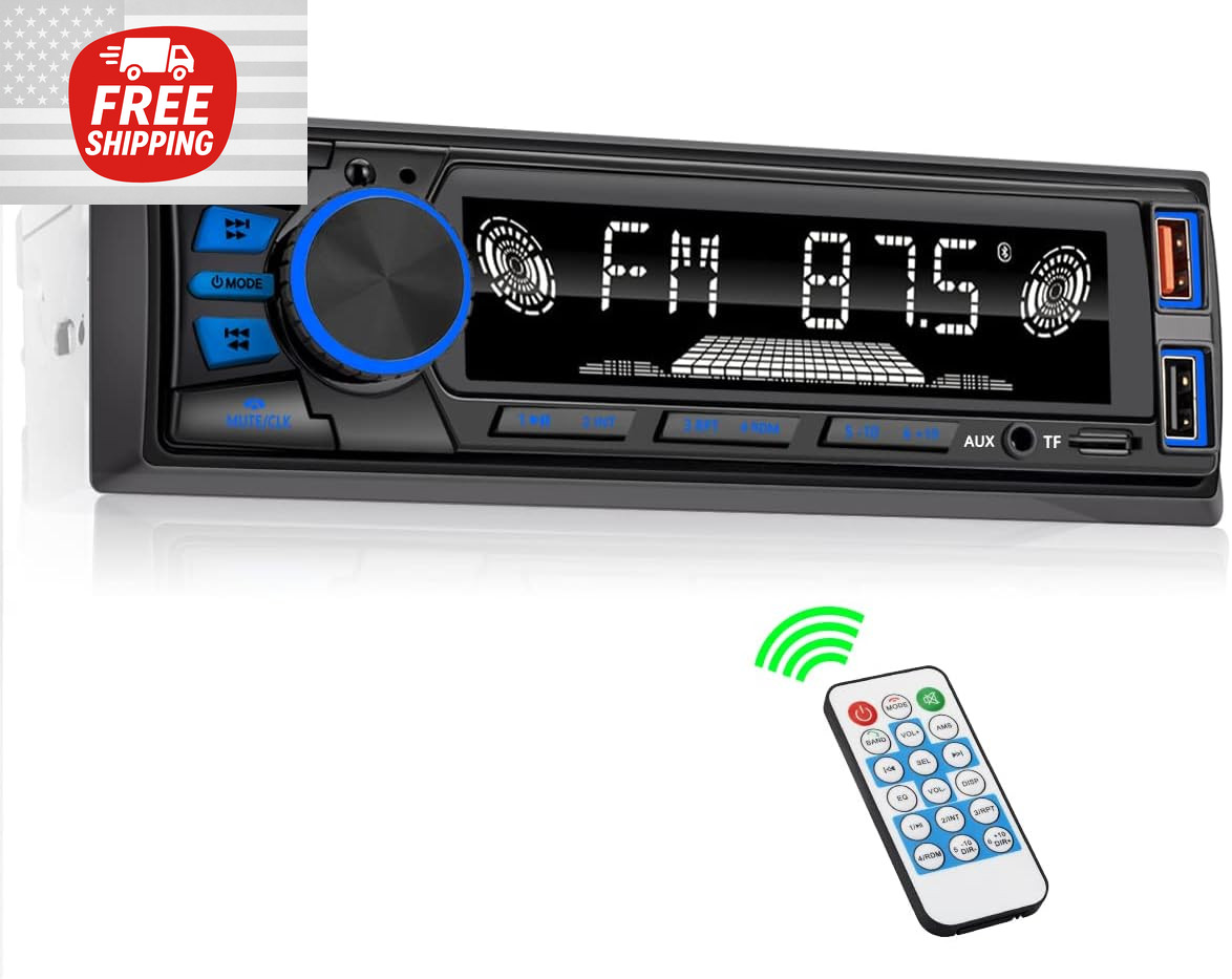 Audio Marine Radio Head Unit FM Car Stereo for Car or Boat USB AUX MP3 Bluetooth