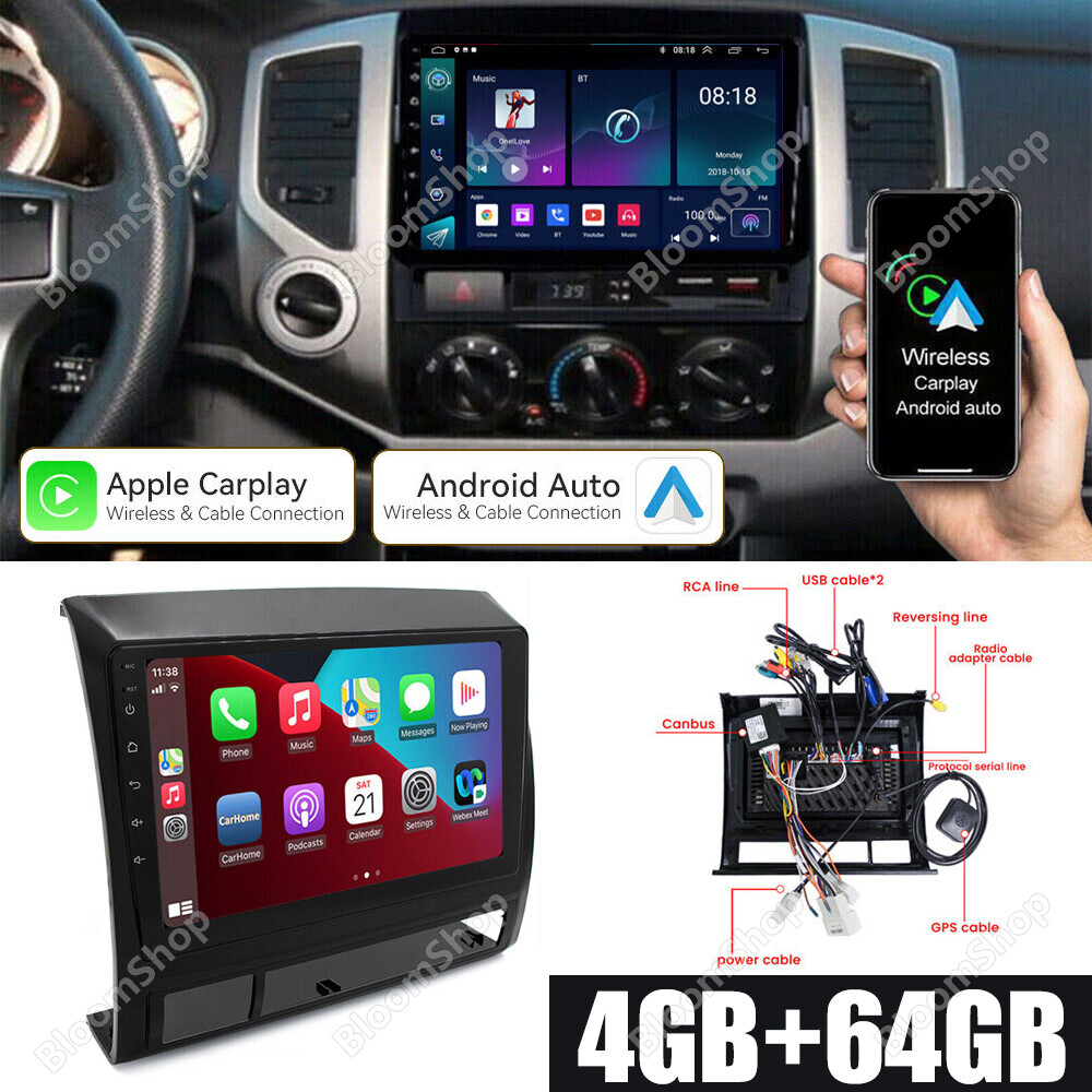 9” Car Stereo Radio For TOYOTA TACOMA 2005-2013 Apple CarPlay Android 15 4+64GB