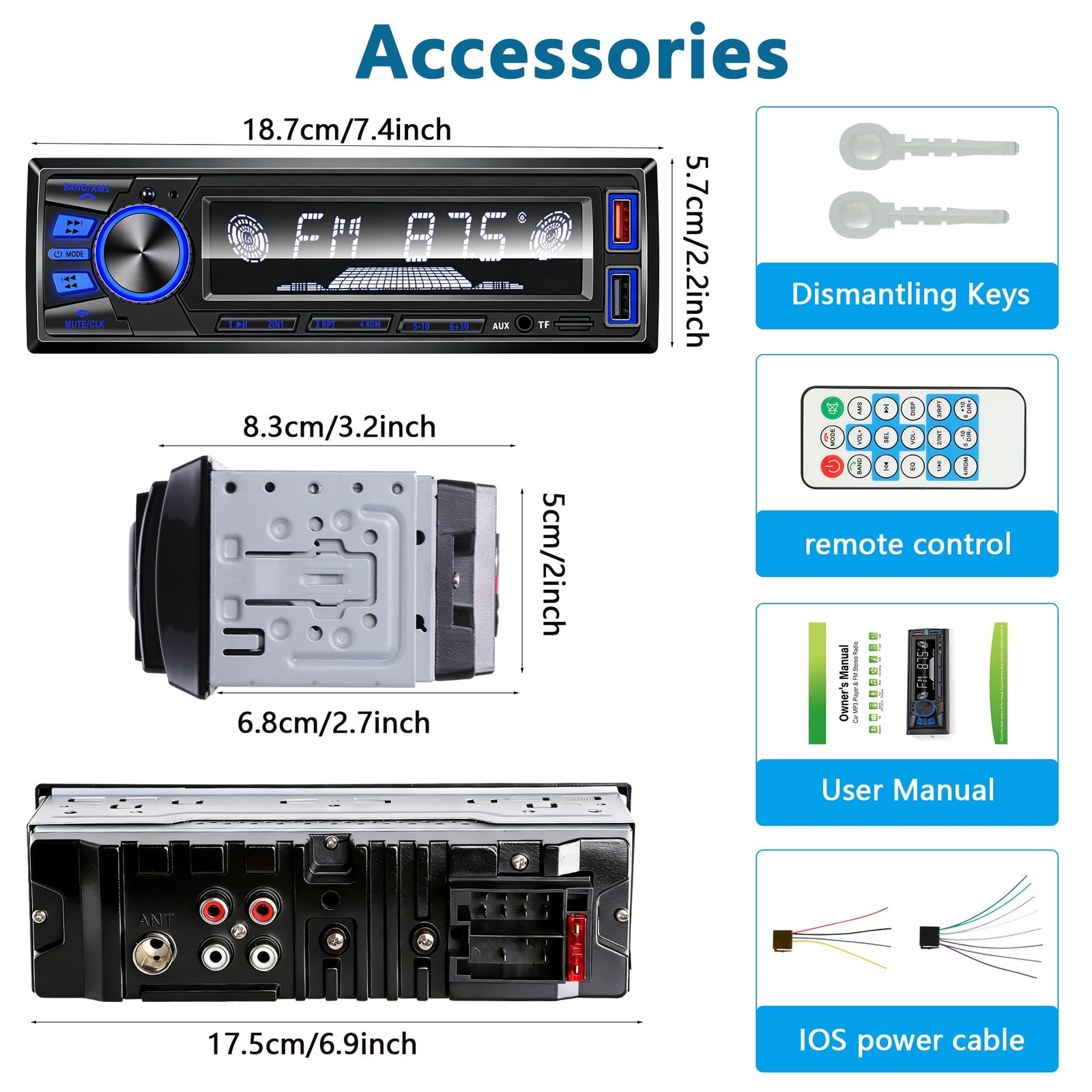 Car Radio Bluetooth Single DIN Car Stereo with Bluetooth,Car Audio with Push …