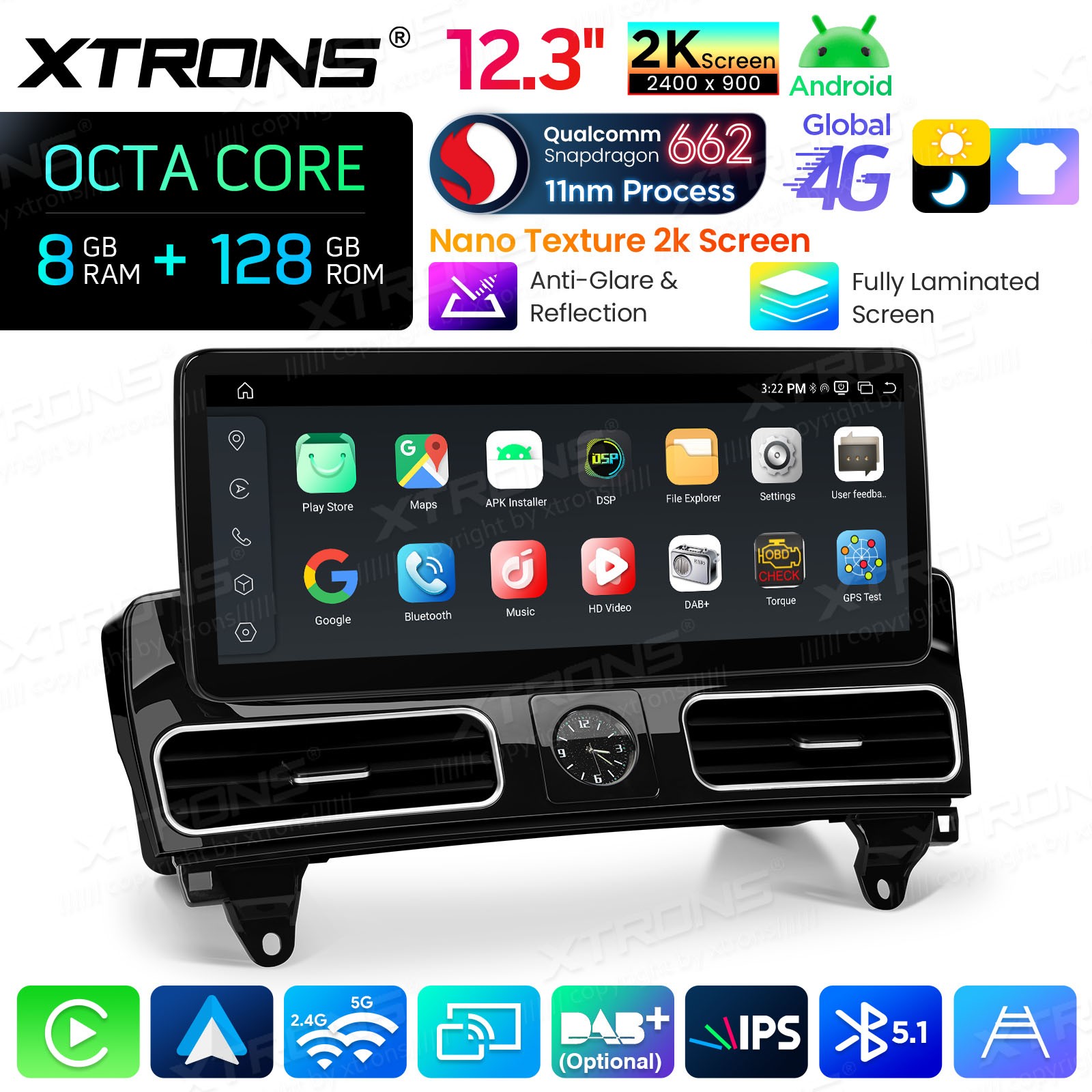 12.3″ Android 14 GPS Navigation for Mercedes ML W166 GL X166 8GB 128GB 2K Screen