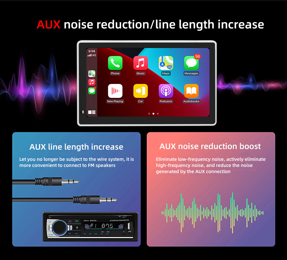 7″ Touch Screen Portable Wireless Apple CarPlay Android Auto Car Radio Stereo