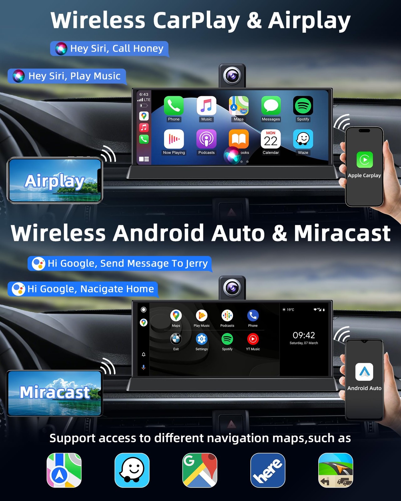 11.26” 4K Carplay Screen for Car Max 2026 with 350° Rotatable Lens Wireless …