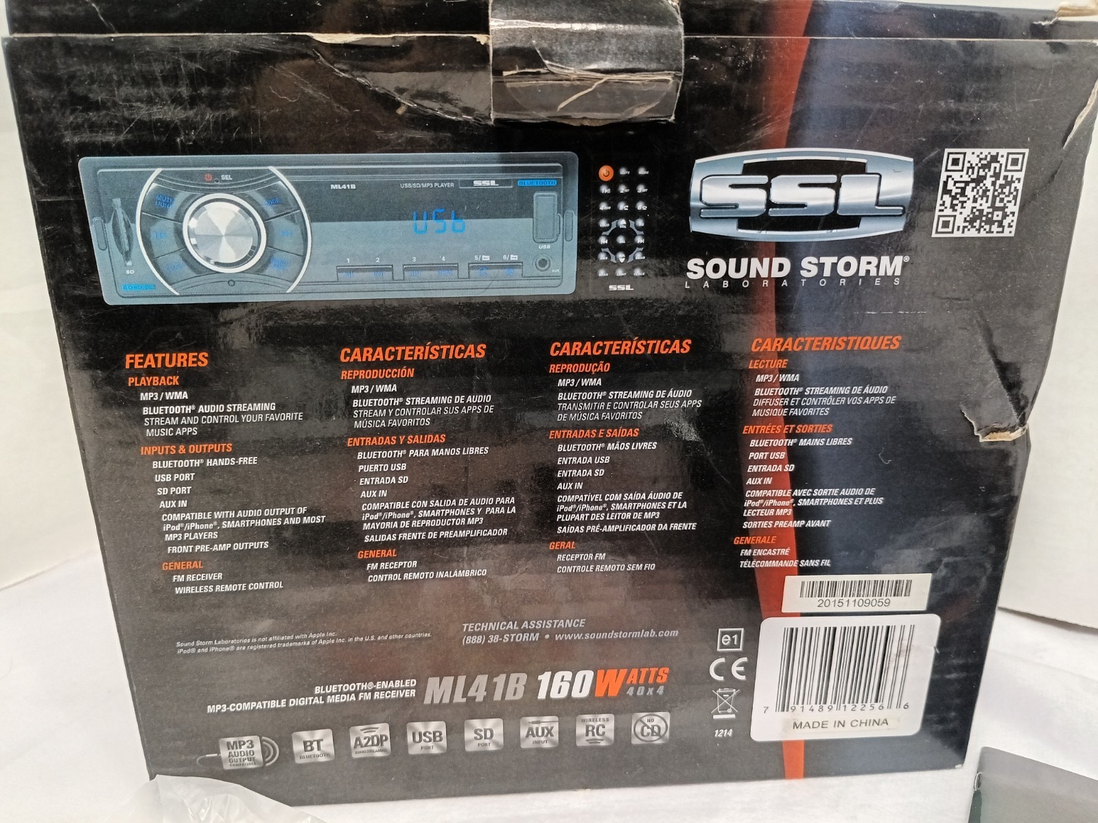 SSL ML41B Bluetooth MP3 Compatible Digital Media FM Receiver 160 Watts