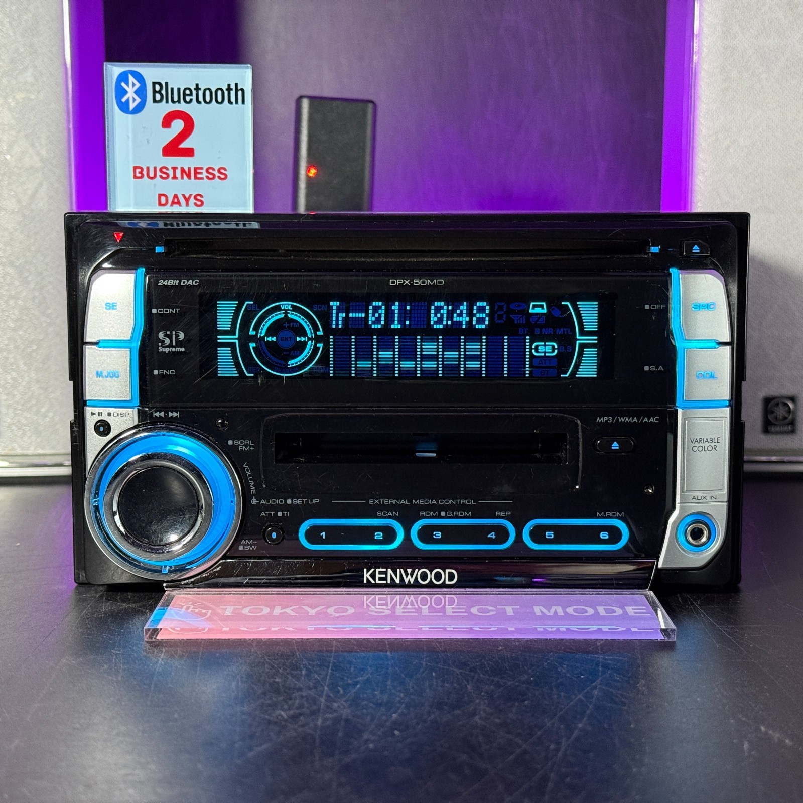 Kenwood DPX-50MD 2DIN CD MD Player Car Stereo Added Bluetooth JDM Tested Stock