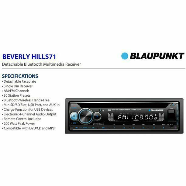 BLAUPUNKT Beverly Hills71 Single DIN Multimedia Car Stereo W/ Built IN Bluetooth