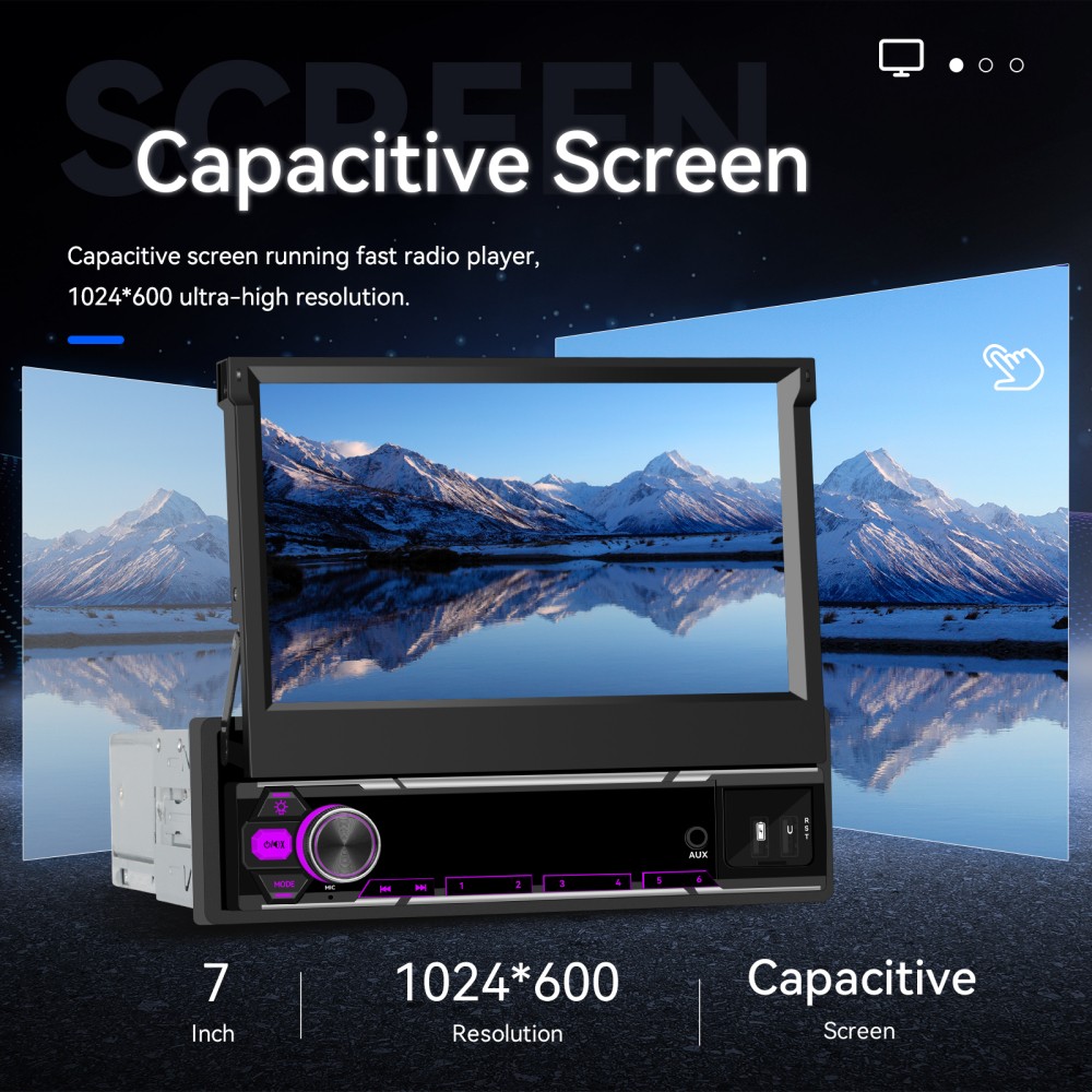 7″ 4G+64GB Car Stereo Radio 1 DIN CarPlay 8 Core Android 15 GPS Flip Out Screen
