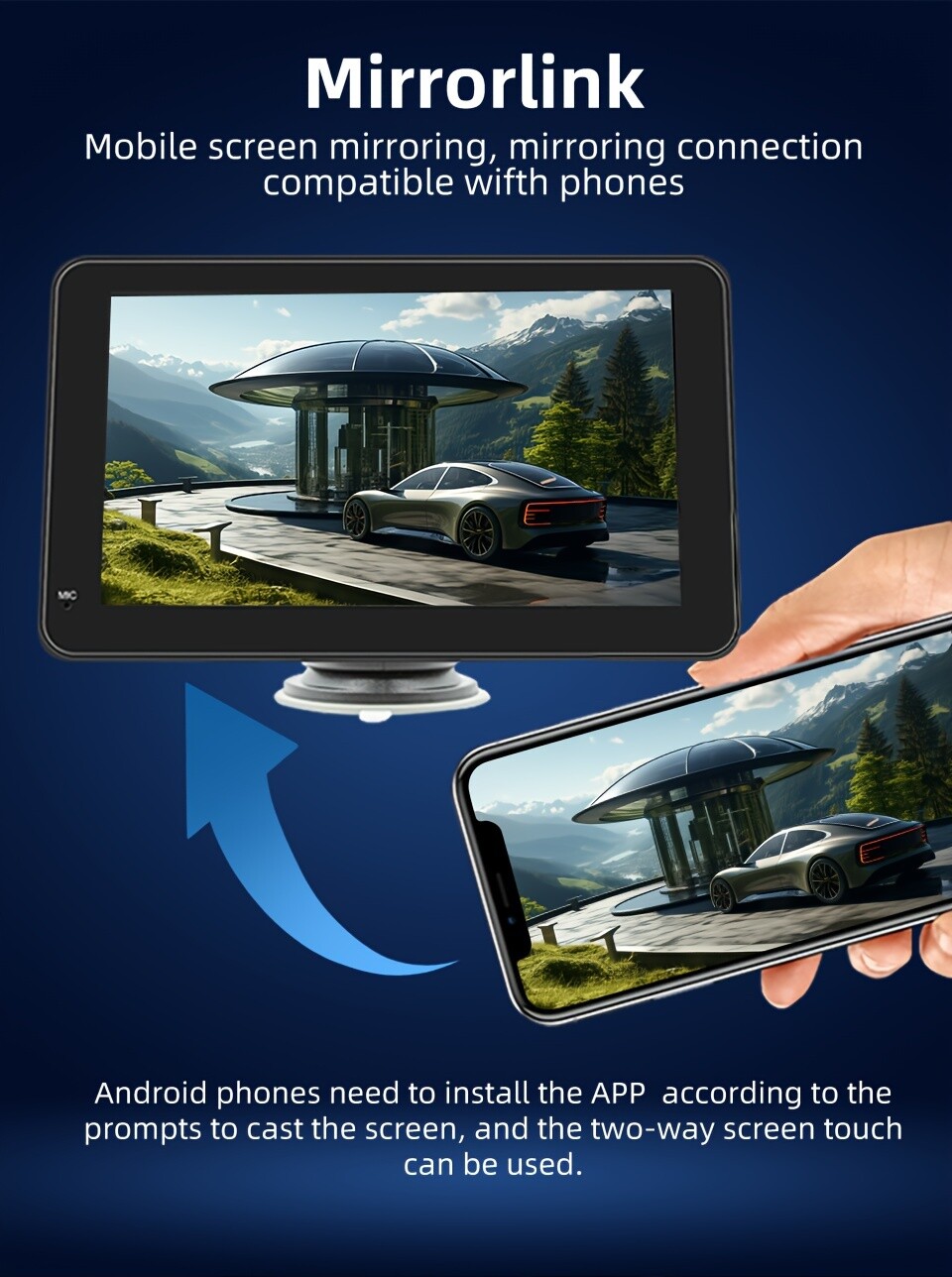 Universal 7-inch touch screen car stereo wireless portable Android iOS wireless