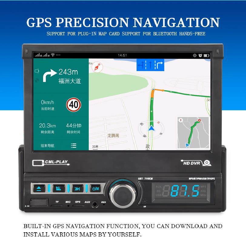 7″ 1 Din Flip out GPS Touchscreen Car Stereo Bluetooth Radio Multimedia Player