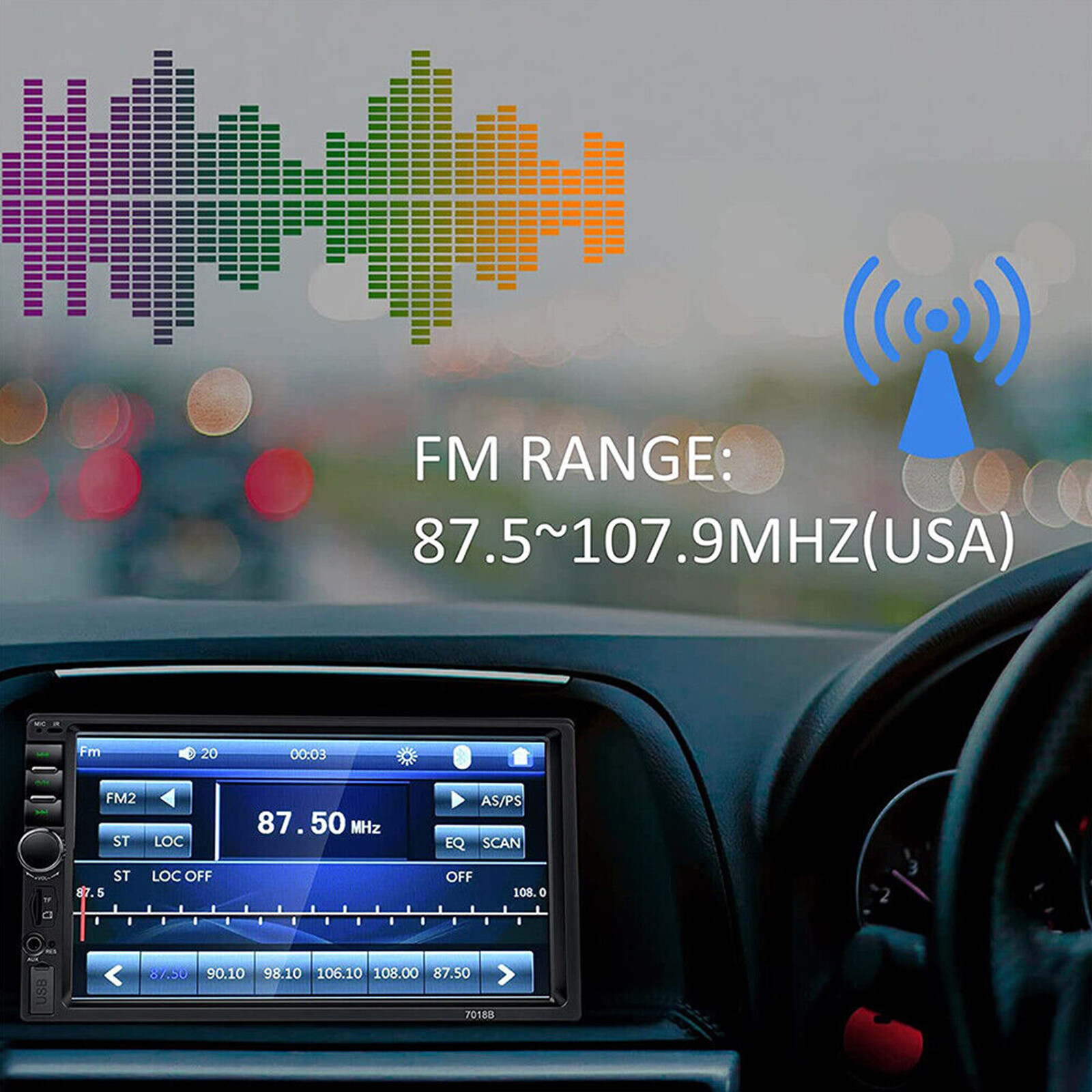 7″ Double Din Car Stereo Audio MP5 Player USB FM Multimedia Radio & Camera 7018B