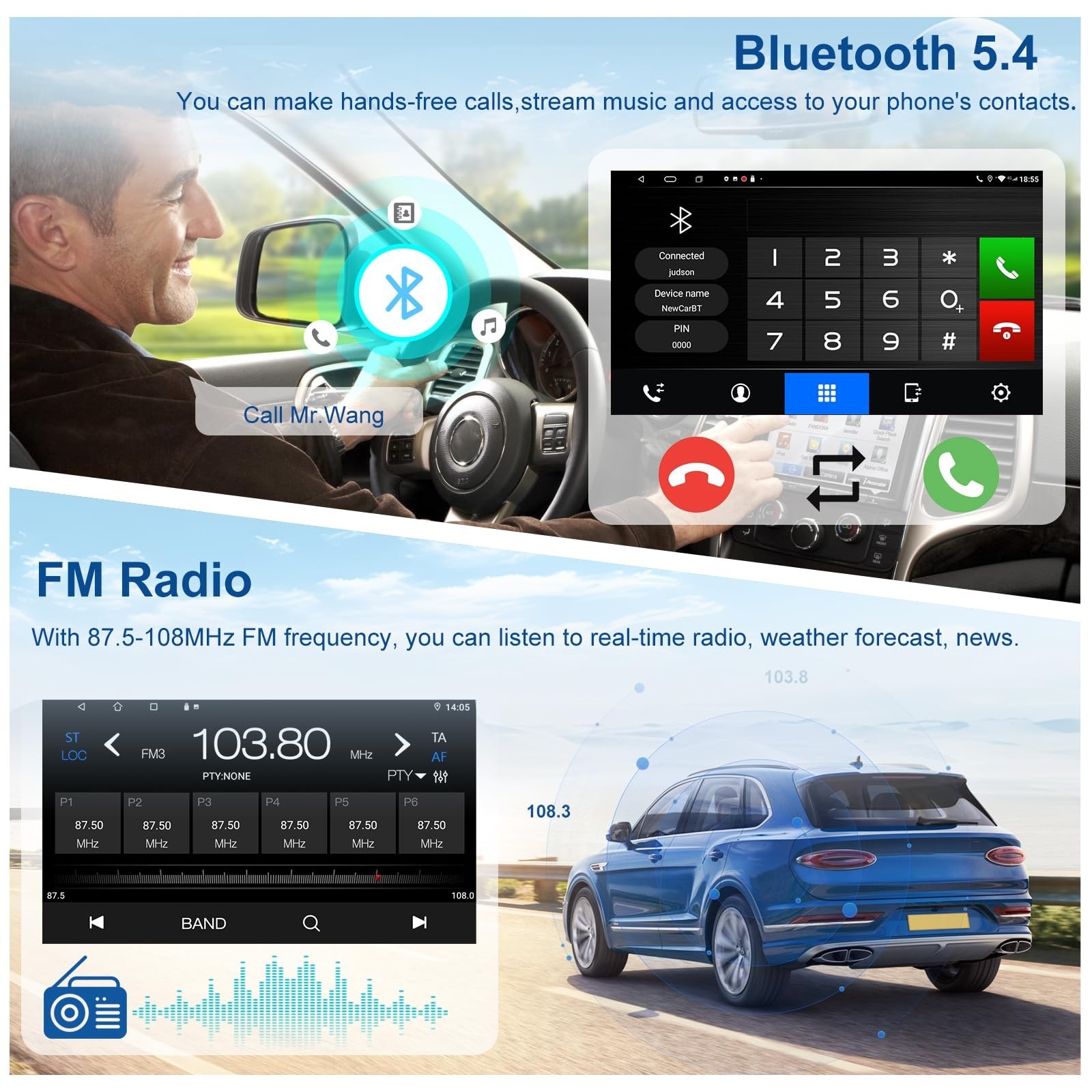 4+64G Car Radio for Jeep Cherokee 1997-2001 Wrangler 1997-2002 with Carplay A…