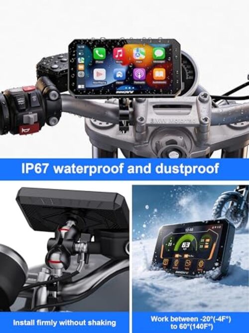 6″ Anti-Glare Sunlight Visible Motorcycle CarPlay Screen, Wireless CarPlay N2
