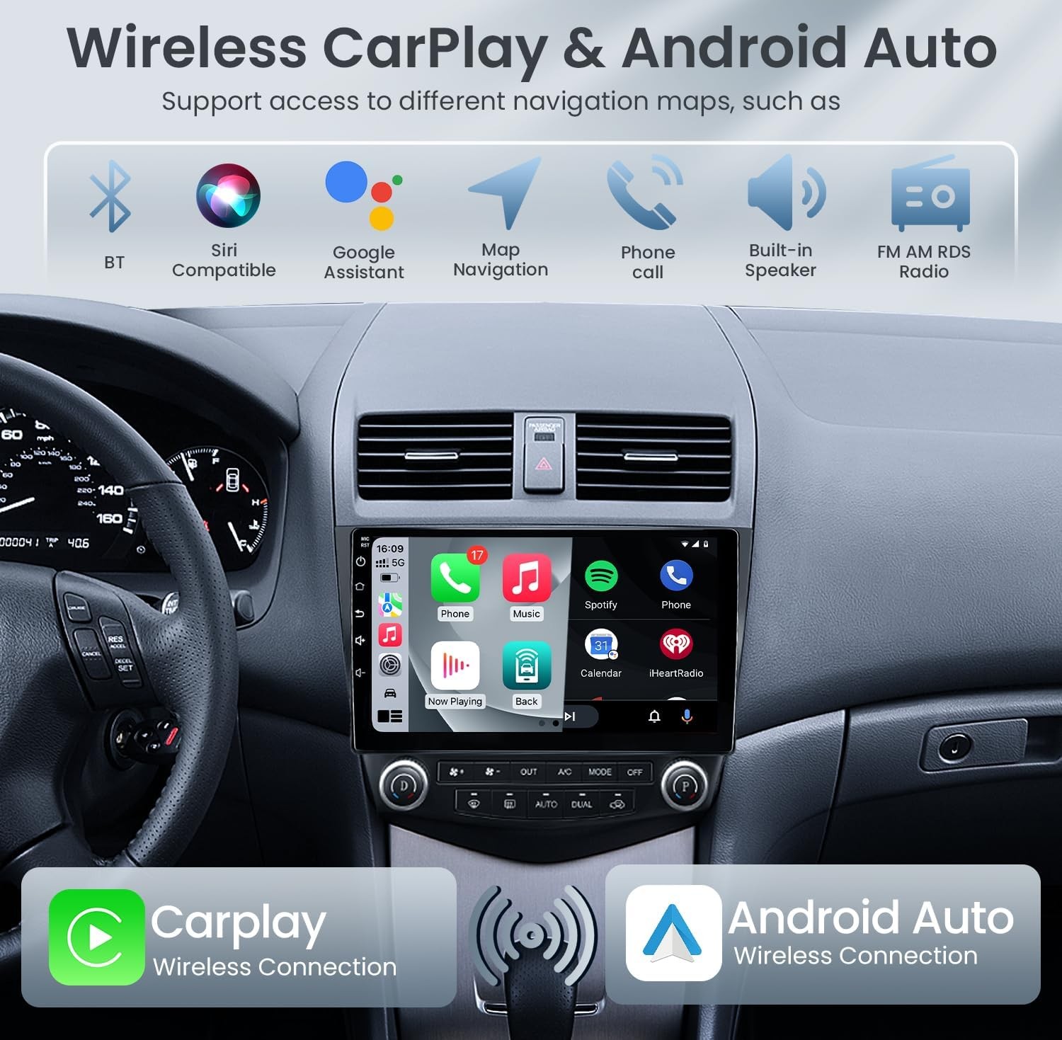 For Honda Accord 2003-2007 Apple CarPlay Android 12 Car Stereo Radio GPS WIFI FM