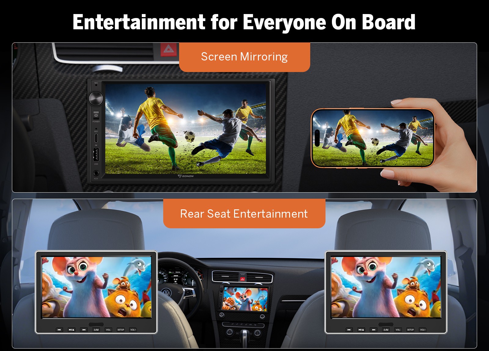 Double 2DIN 7″ Android Auto QLED Touch Screen Car Stereo Radio CarPlay Bluetooth