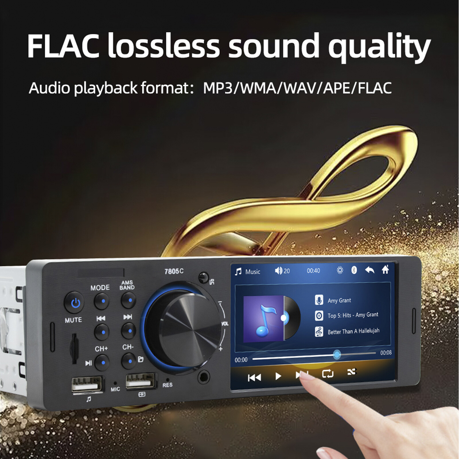 MP5 Car Player 1Din 4.1 Inch Touch Screen Car Stereo Bluetooth w/Backup Camera B