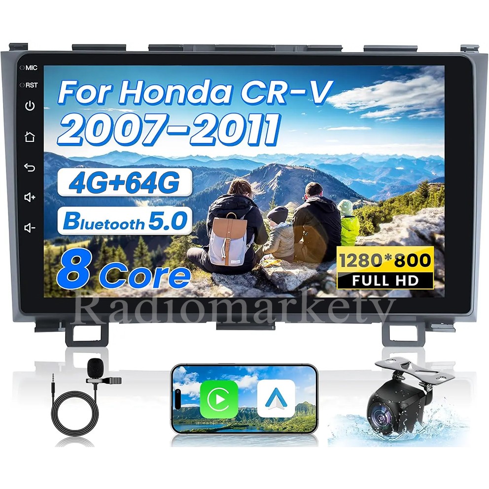 8Core Carplay Auto Car Radio Stereo Navi 1280*800 FM AM for 2007-2011 Honda CRV