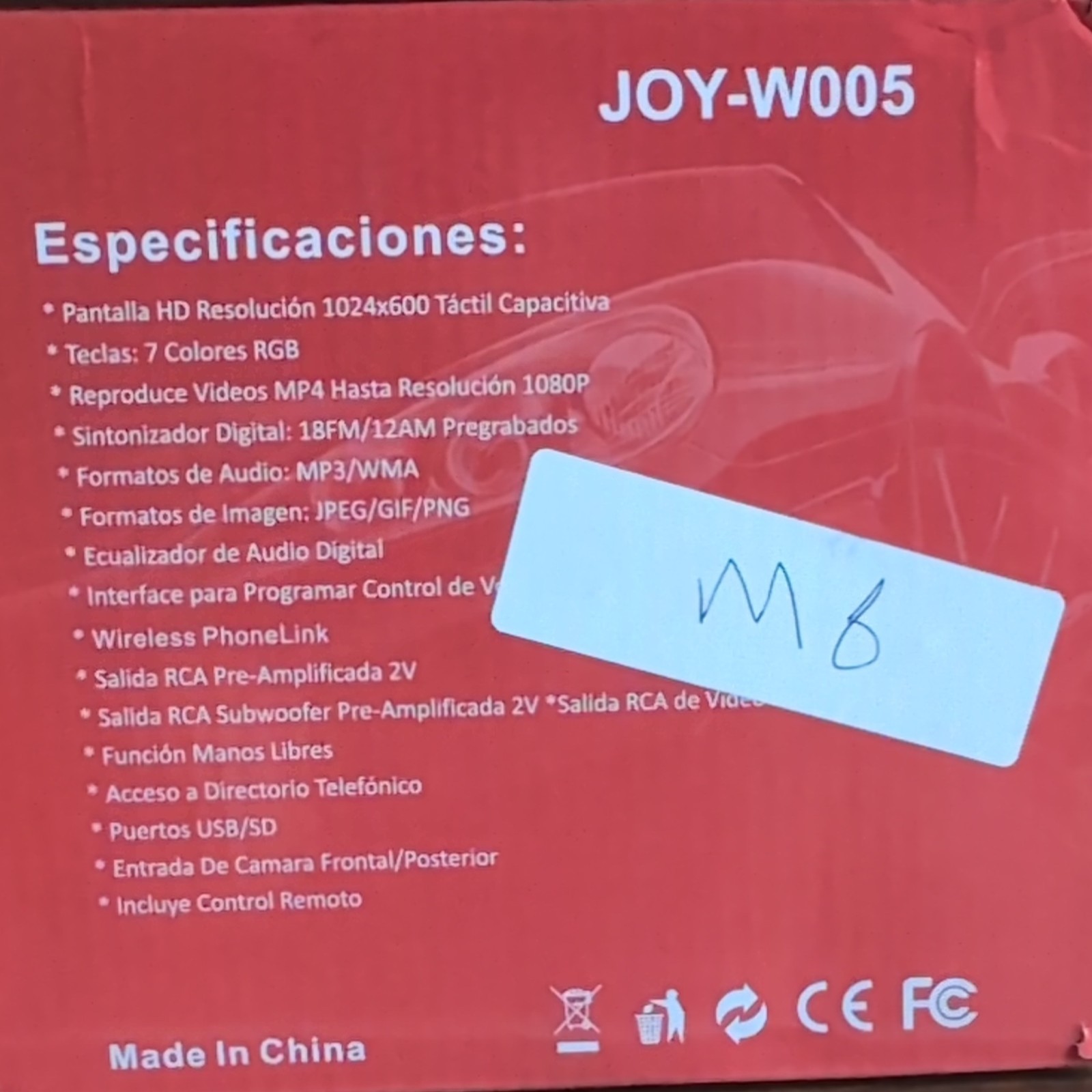 JOY JOY-W005 7in Touchscreen 2 DIN Car MP5 Player, USB Input, Remote Control