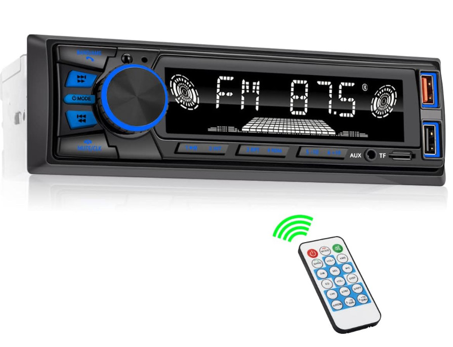Autoradio Bluetooth Single DIN con Manos Libres, FM, MP3, EQ, Doble USB, SD, AUX