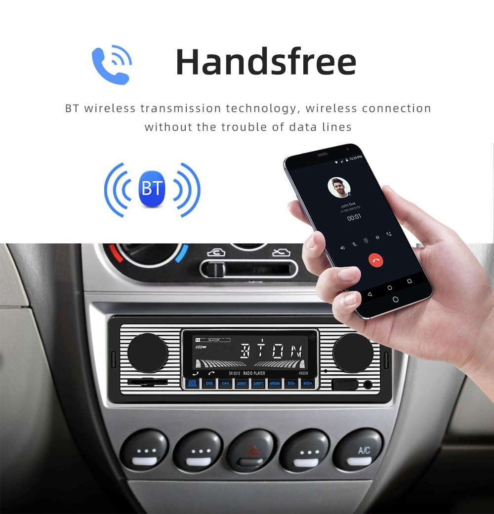 Single Din Car Radio Classic FM Radio,Bluetooth 7*1.97*2.28 inch