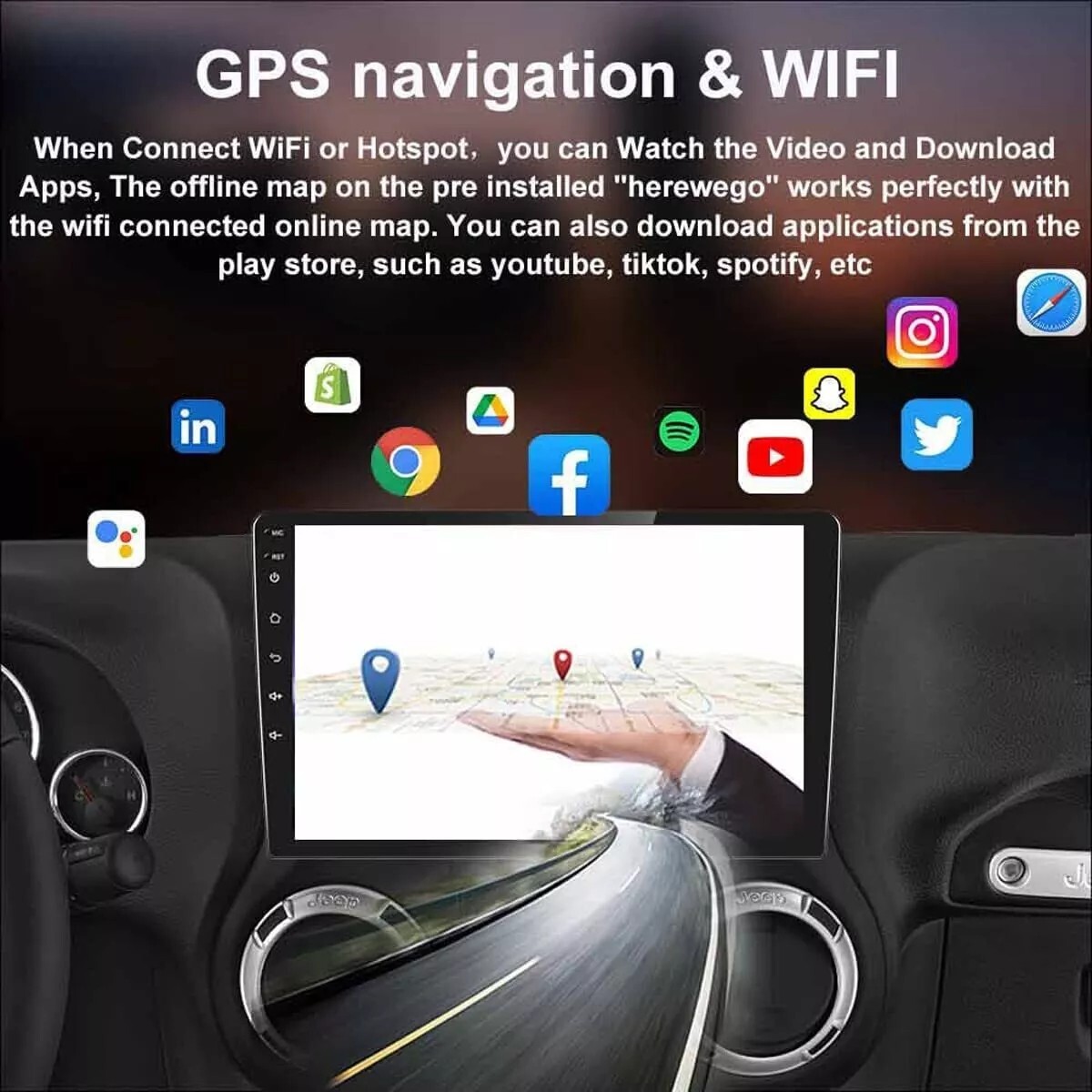 EVONAVI 10″ Car Radio Head Unit ~ GPS Carplay Android ~ Jeep Dodge Ram *3798A7E