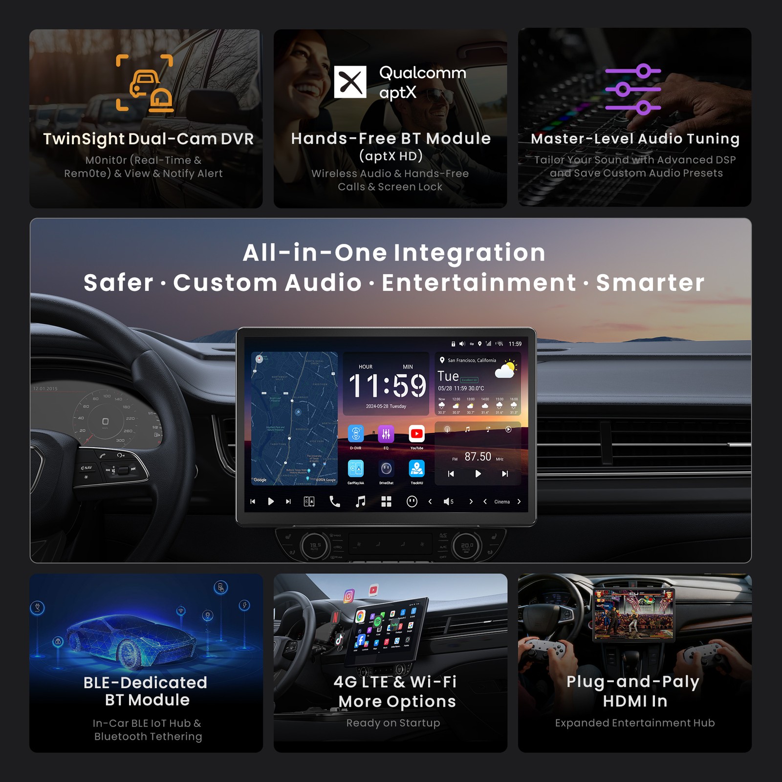ATOTO 14.1″ Single & 2Din Smart AI Android Car Stereo CarPlay Built-in G-Sensor