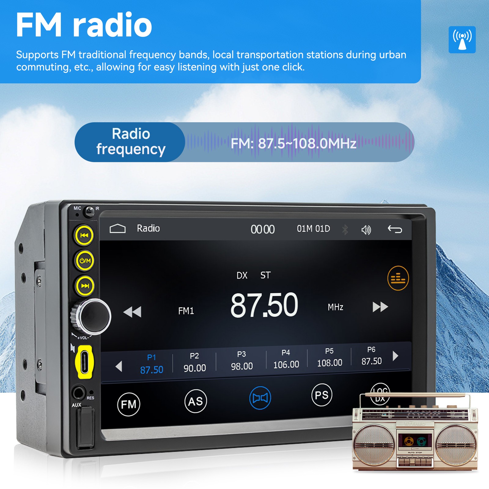 DUAL 2-DIN 7″ TOUCHSCREEN CAR STEREO WITH BLUETOOTH, APPLE/ANDROID CARPLAY US