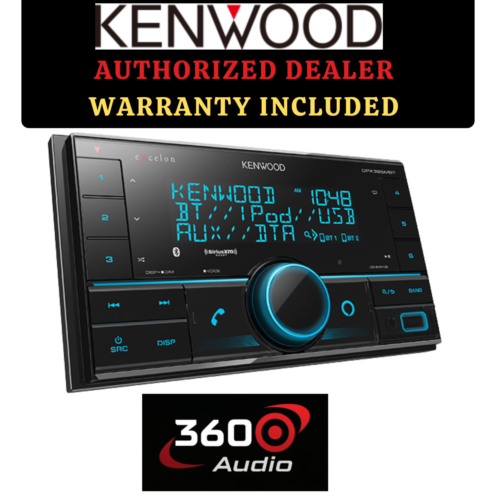 Kenwood DPX395MBT 2-Din Bluetooth AUX and USB Receiver (NO CDs)