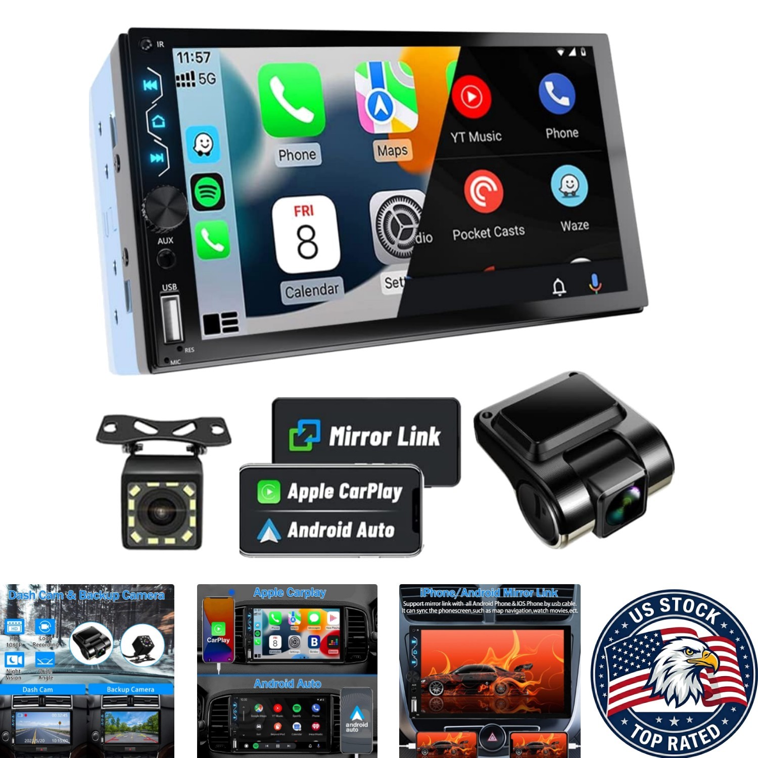 Full HD 7-Inch Touchscreen Car Stereo with Bluetooth & Android Auto Connectivity