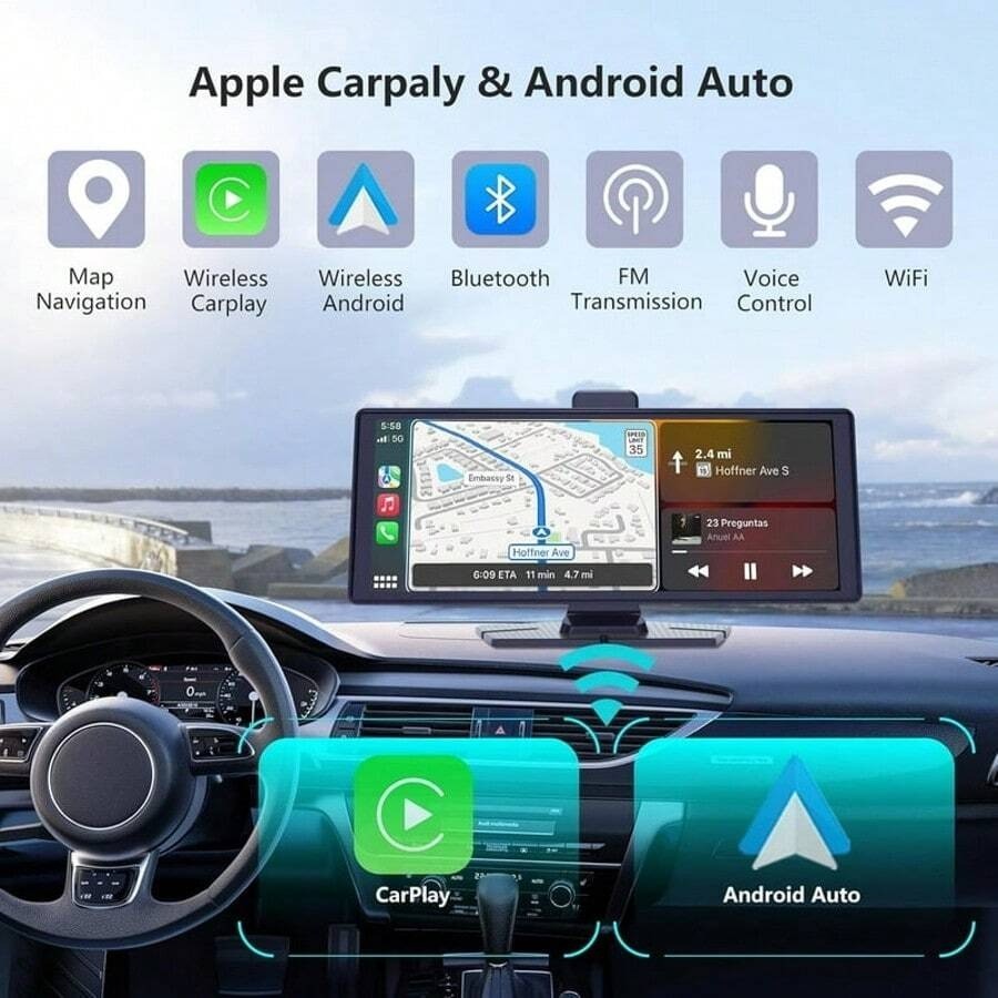 10.26″ Wireless CarPlay Touchscreen with 2.5K+1080P Dash Cam & 64GB Card