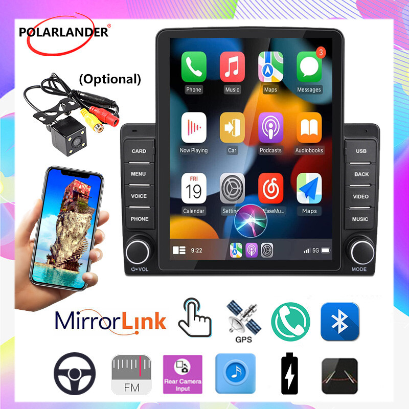 9.5″ Double 2Din Car Radio Touch Vertical Screen MP5 Player CarPlay BT/FM/SD/AUX